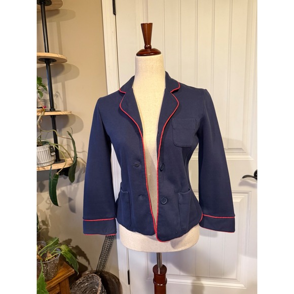 GAP Jackets & Blazers - GAP Navy Blue Blazer Jacket Red Piping Button Front Women's Size S